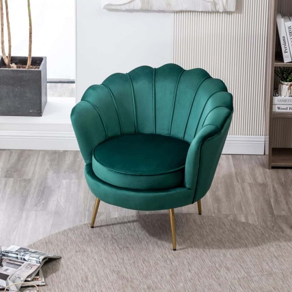 Green Accent Chair with Golden Metal Leg Tudor Furniture