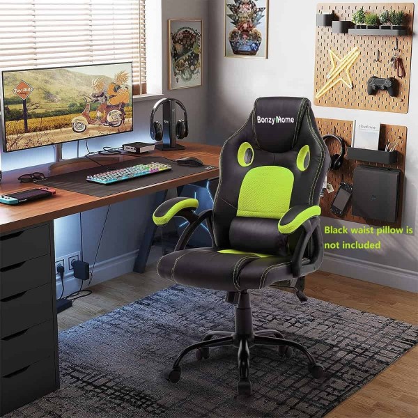 BONNE FAUX LEATHER ERGONOMIC SWIVEL GAMING OFFICE CHAIR GREEN Tudor Furniture
