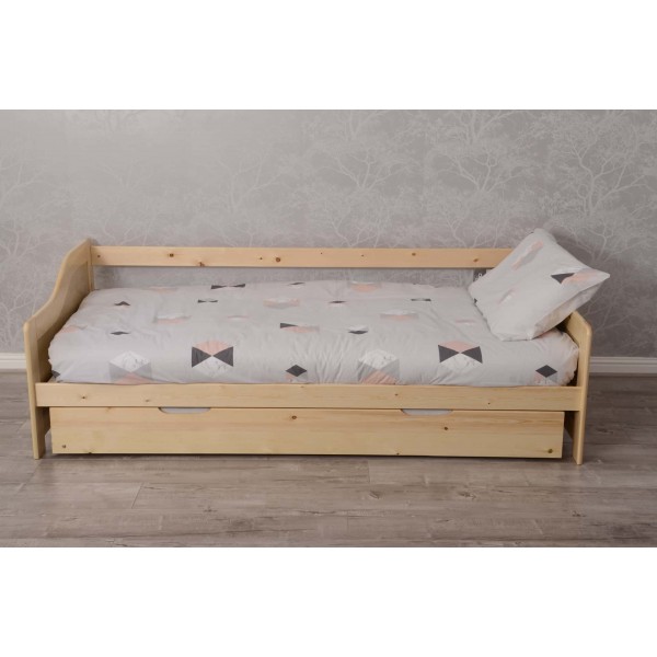 2 in 1 3FT Single Wooden Bed Sleepover with Trundle Daybed Solid Slats Bedframe 