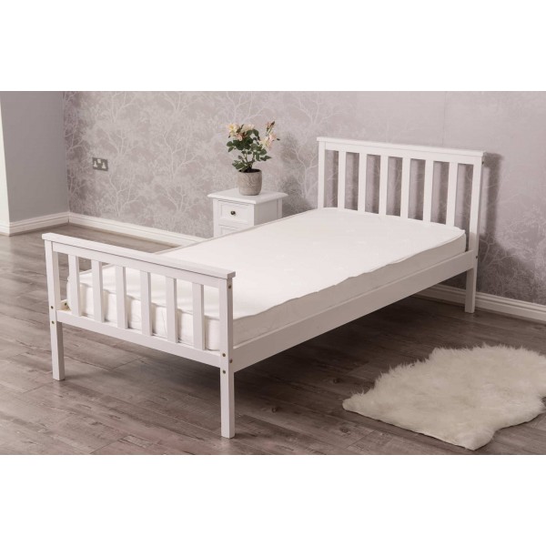 White European Beds Direct tinkertonk 3FT Premium Single Wooden Bed Frame White Single Size Solid Pine Wood Bedstead 