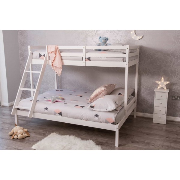 Pine Wood Triple Bunk Bed Frame, 3 Sleeper Bunk Beds With Mattresses