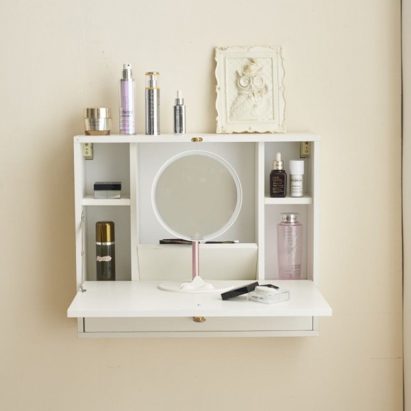 Floating desk sales with mirror