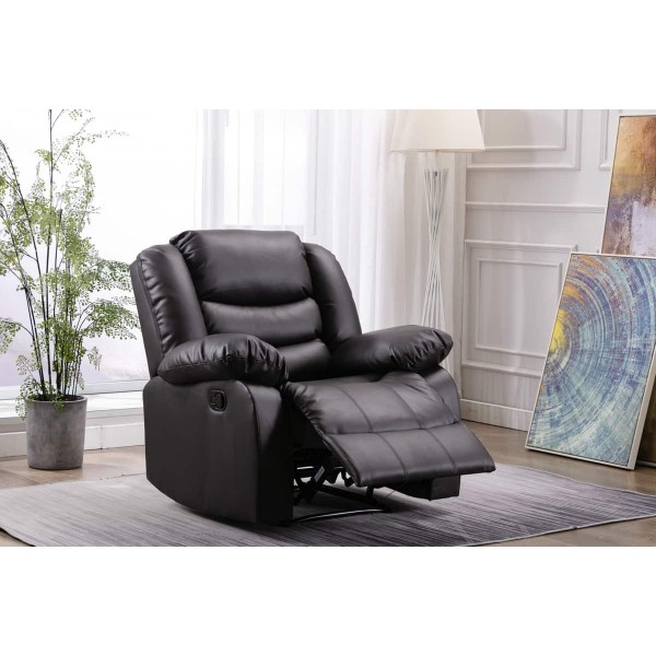 Manual Recliner Single Sofa bonded Leather Brown Tudor Furniture