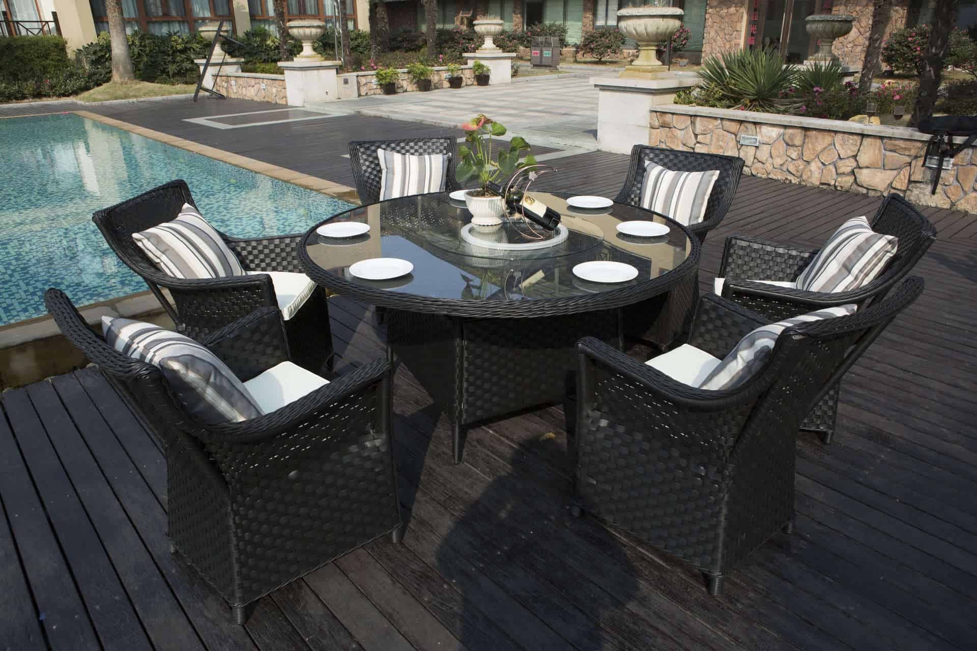Yakoe Papaver Rattan 6 Seater Dining Set Tudor Furniture