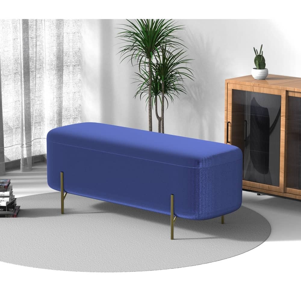 Blue Storage Bench with Metal Legs Tudor Furniture
