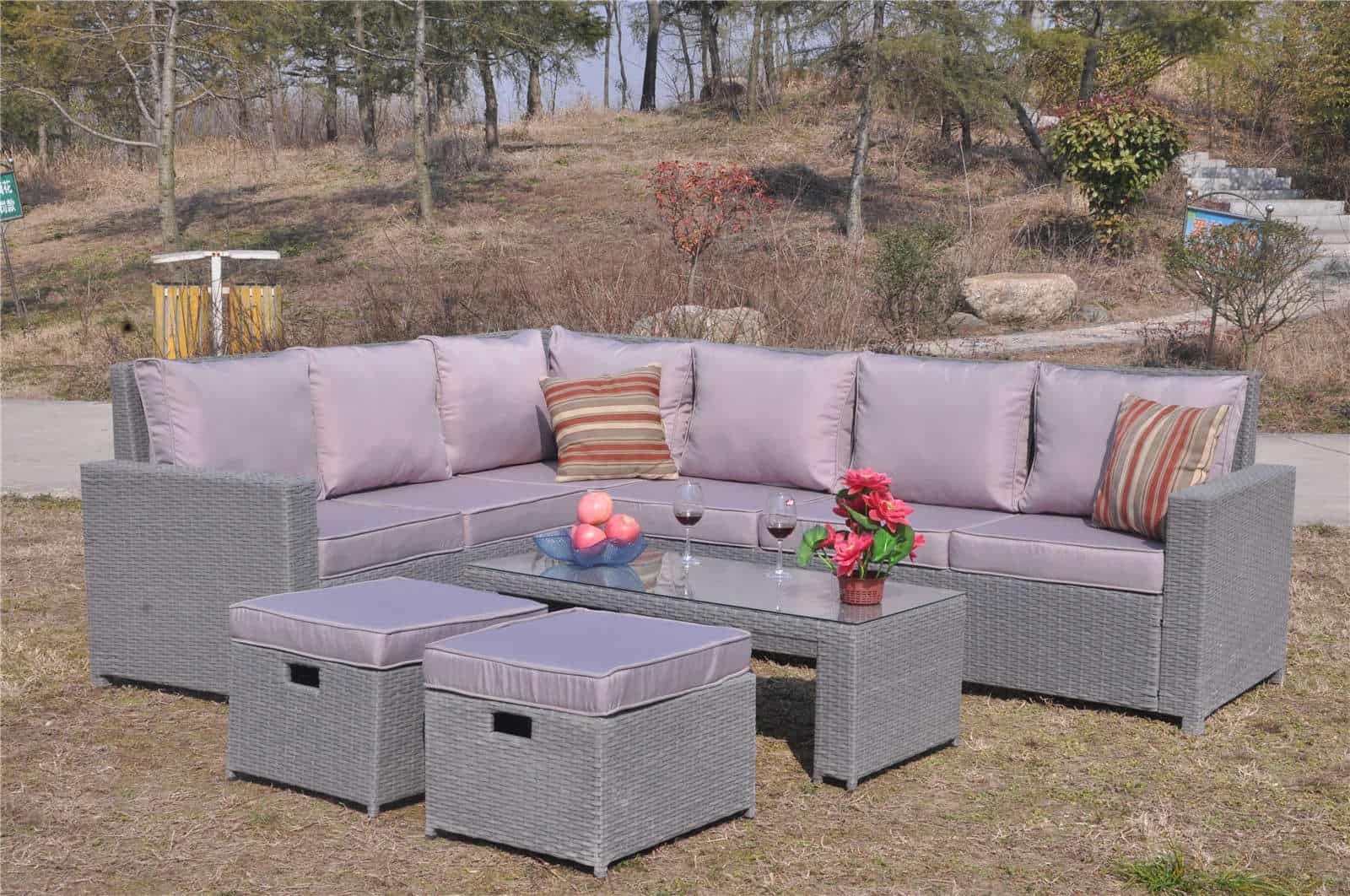 Yakoe 8 seater Rattan Corner Sofa Set Tudor Furniture