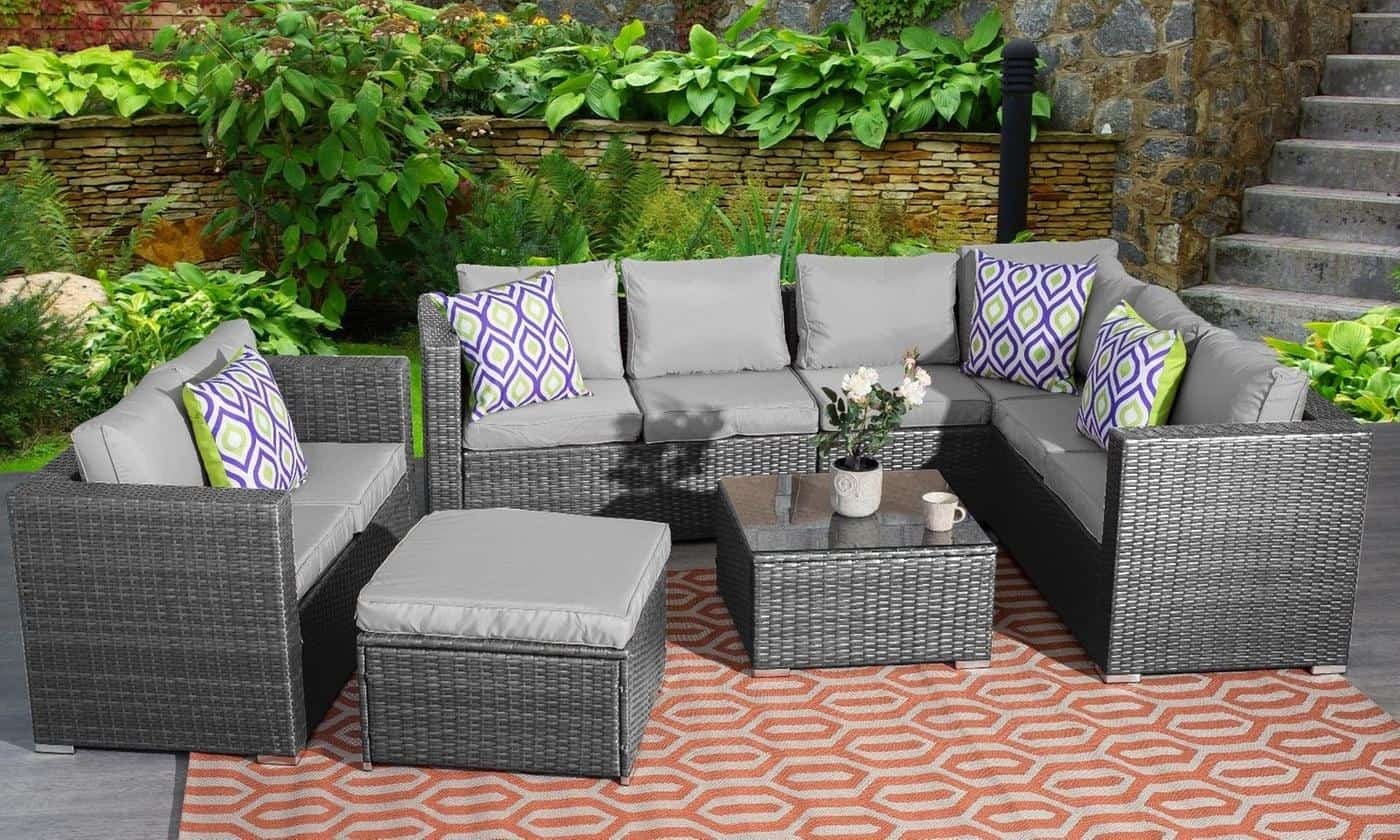 9 Seater Rattan Corner Garden Furniture Set Tudor Furniture