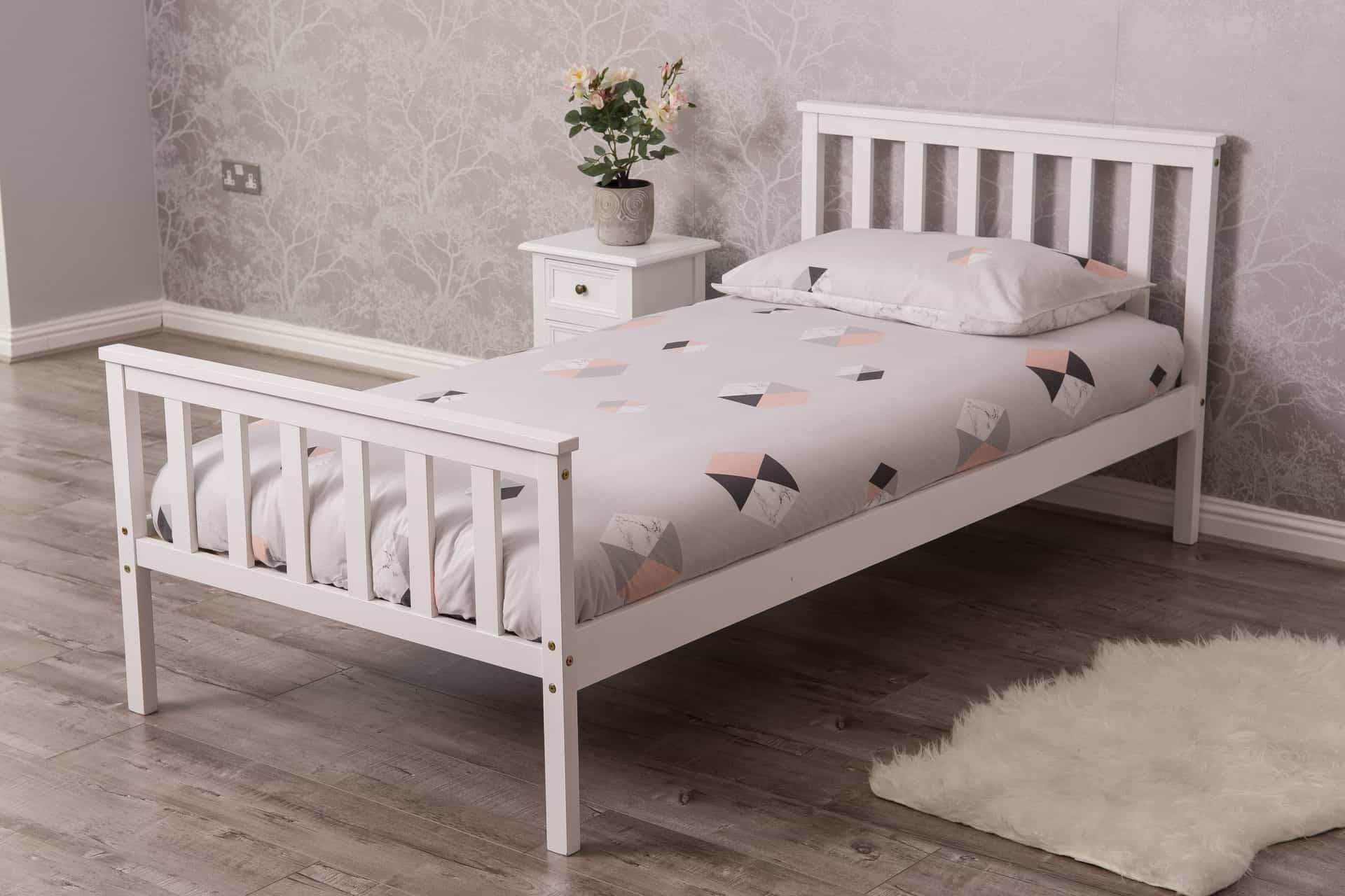 Single Bed Pine Wood 3ft Wooden Bed Frame Bedroom Furniture White ...