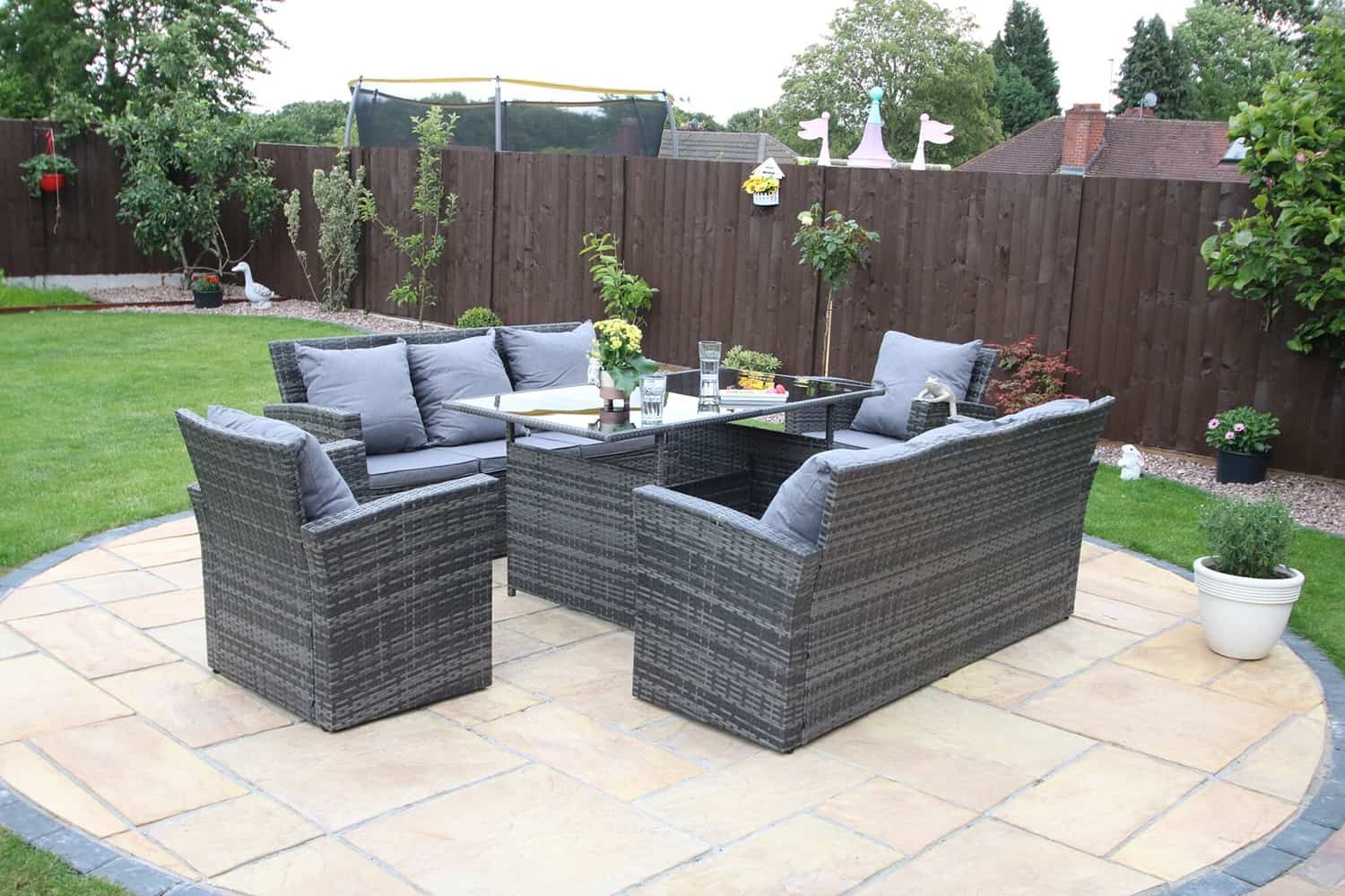 Yakoe 10 Seater Garden Dining Set and Bench One Tudor Furniture