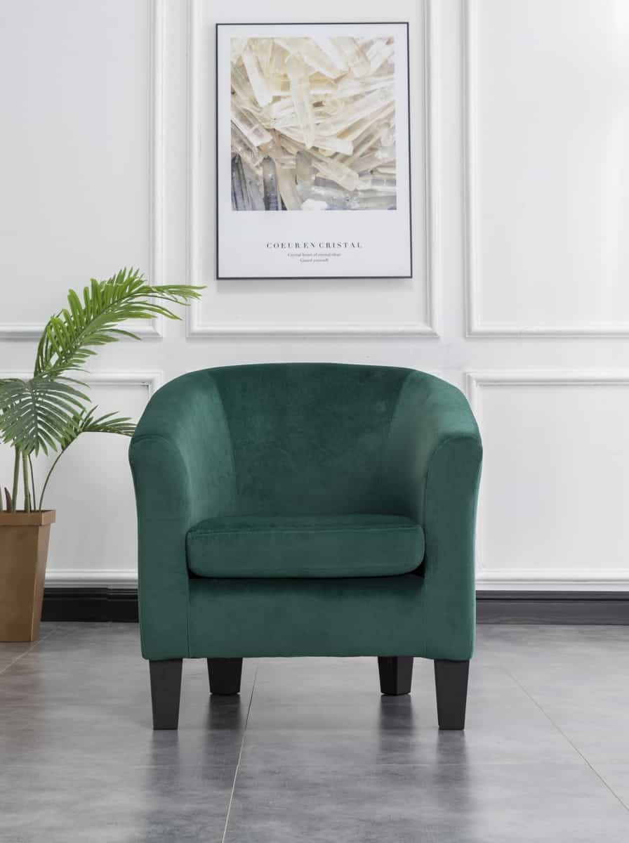 TUB CHAIR GREY VELVET FABRIC/BLACK LEG Tudor Furniture