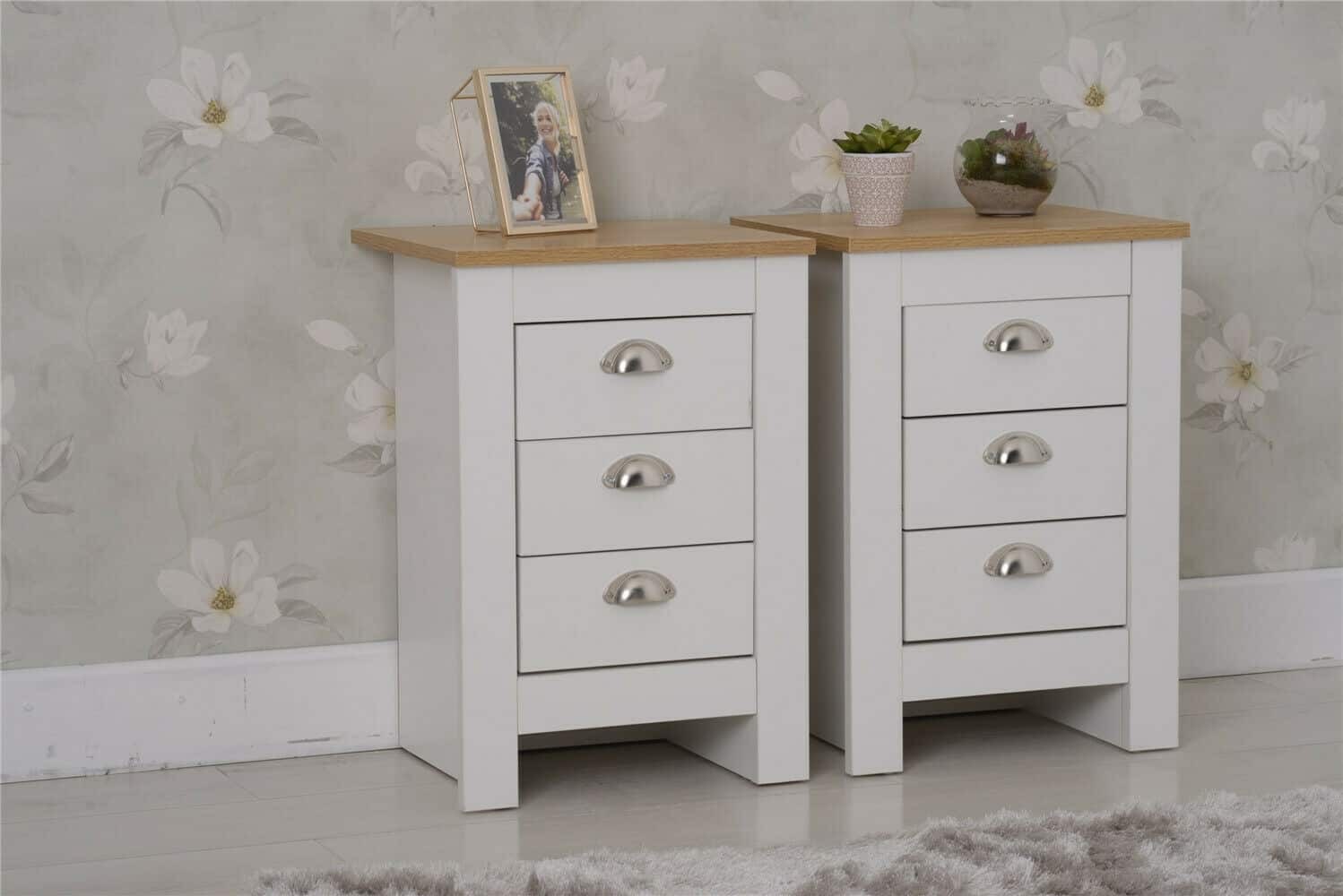 Country Style Bedside Table A Pair White Tudor Furniture