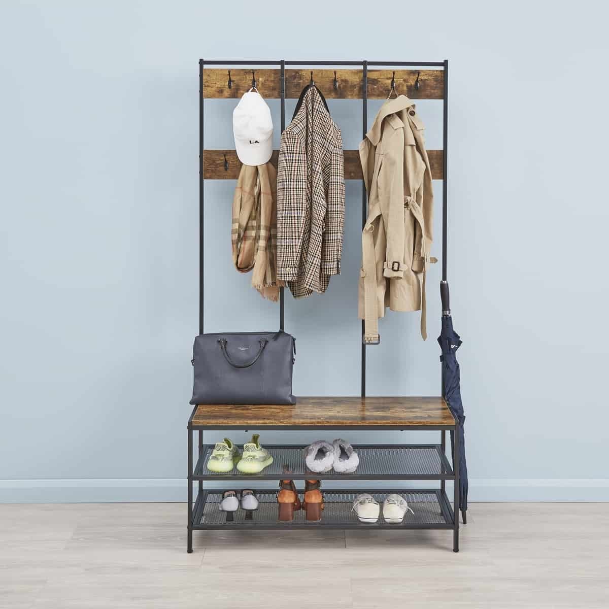 Belluno Industrial Style Coat Rack Hall Tree Tudor Furniture