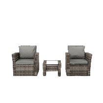 ROSEN 2 SEATER RATTAN BISTRO FURNITURE SET IN GREY