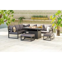 Berlin aluminum 8 seater corner sofa set with fire pit table