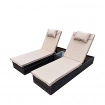 Vancouver Garden Sun Lounger Set Rattan Recliner Lounger In Brown
