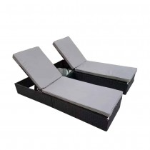 Vancouver Garden Sun Lounger Set Rattan Recliner Lounger In Black