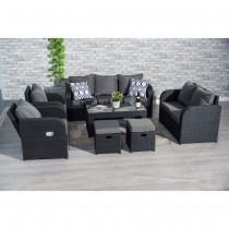 9 SEATER RATTAN GARDEN FURNITURE CUBE SET IN BLACK