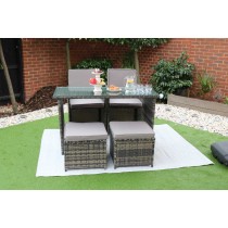 ETON 4 SEATER RATTAN GARDEN CUBE ARMCHAIR WITH BAR DINING TABLE SET
