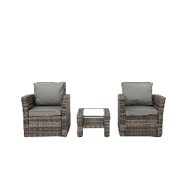 ROSEN 2 SEATER RATTAN BISTRO FURNITURE SET IN GREY