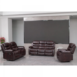 Brown PU Leather Manual Recliner 3+2+1 Seater Set