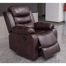 Brown PU Leather Manual Recliner Armchair