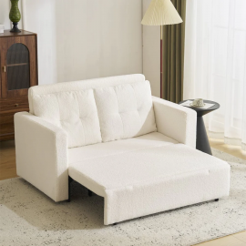 Avery 2 Seater Fold Out Upholstered Sofa Bed - White
