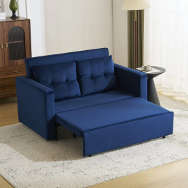 Avery 2 Seater Fold Out Upholstered Sofa Bed - Blue