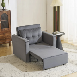 Avery 1 Seater Fold Out Upholstered Sofa Bed - Grey