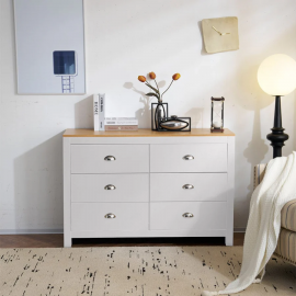 Heritage 6 Drawer Chest Bedroom Storage Cabinet - White