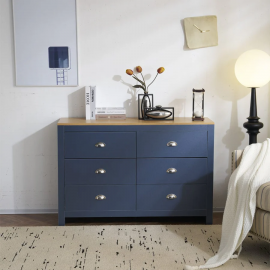 Heritage 6 Drawer Chest Bedroom Storage Cabinet - Blue