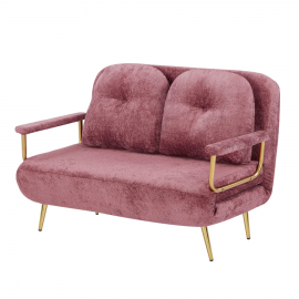 Bola Boucle Foldable 2 Seater Sofa Bed With Pillows - Red