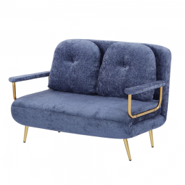 Bola Boucle Foldable 2 Seater Sofa Bed With Pillows - Blue