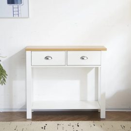 Heritage Hallway console table Sideboard With 2 Drawers - White/Oak