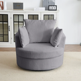 Ruth Corduroy Swivel Armchair With Scatter Cushions - Grey