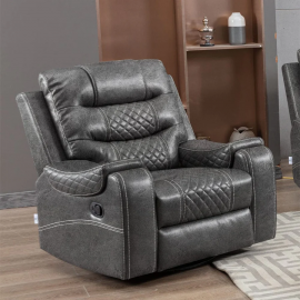 Grey PU Leather Manual Recliner Armchair 