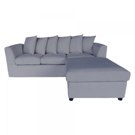 Finley Corduroy 3 Seater Sofa with Ottoman - Grey