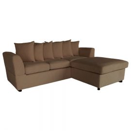 Finley Corduroy 3 Seater Sofa with Ottoman - Brown