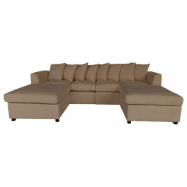 Finley Corduroy 4 Seater Sofa with 2 Ottomans - Brown