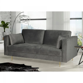 Avery Velvet 2 Seater Sofa with 2 Scatter Cushions - Grey