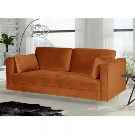 Avery Velvet 2 Seater Sofa with 2 Scatter Cushions - Orange