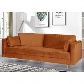 Avery Velvet 3 Seater Sofa with 2 Scatter Cushions - Orange