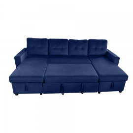 Essential Large U-Shape Storage Sofa Bed With Ottoman - DARK BLUE