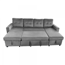 Essential Large U-Shape Storage Sofa Bed With Ottoman - GREY