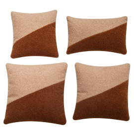 Birchcraft Teddy Fleece 4 Piece Indoor Soft Throw Pillow Set - Brown