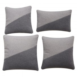 Birchcraft Teddy Fleece 4 Piece Indoor Soft Throw Pillow Set - Grey