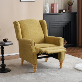 Ascot Velvet Pushback Recliner Chair - Yellow