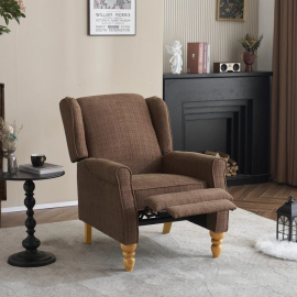 Ascot Velvet Pushback Recliner Chair - Brown