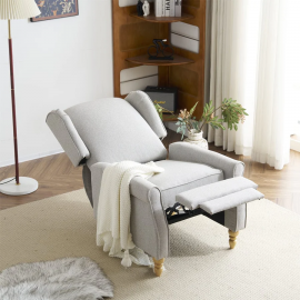 Ascot Velvet Pushback Recliner Chair - Light Grey