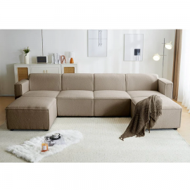 Tessa Modular 4 Seater Sofa with 2 Ottomans -  Boucle Taupe