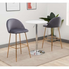Aurora Velvet Bar Stool - Set Of 2 Grey